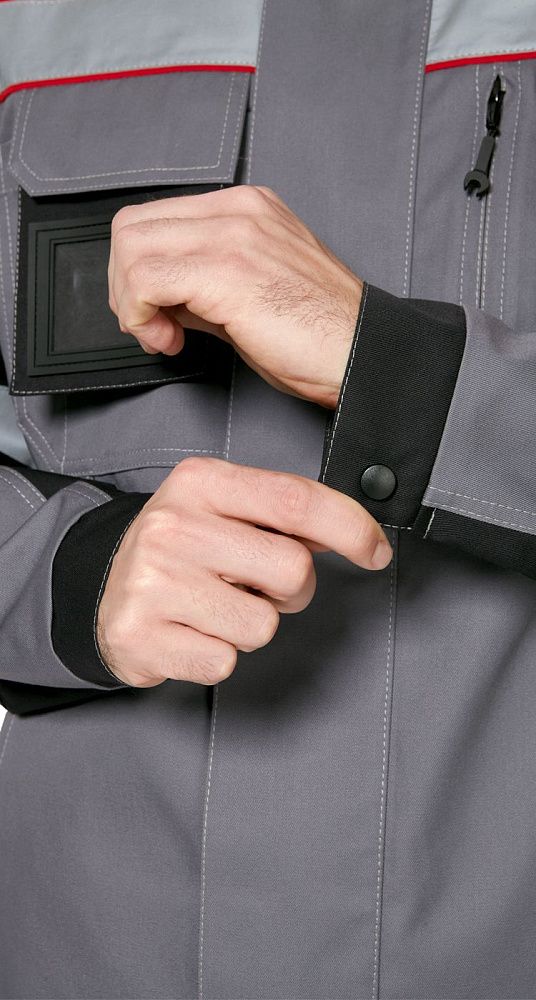 Куртка мужская рабочая летняя для ИТР Виват серо-черно-красная